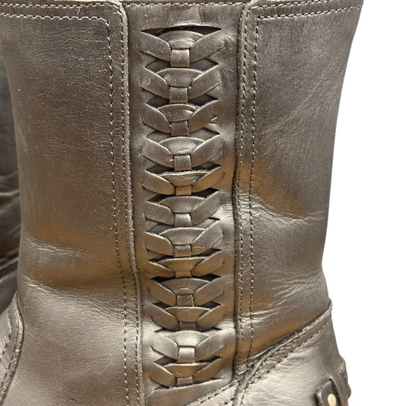 EUC UGG Kaleen Braided Leather Mid-Calf Shearling Lined Black Boots Women’s 7 - Picture 4 of 14